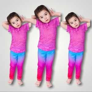 STELLA BLU  NWT IRREGULAR LCUTE RAINBOW OMBRE LEGGINGS RED PINK BLUE